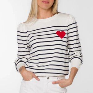 Serissa Striped Heart Sweater, navy